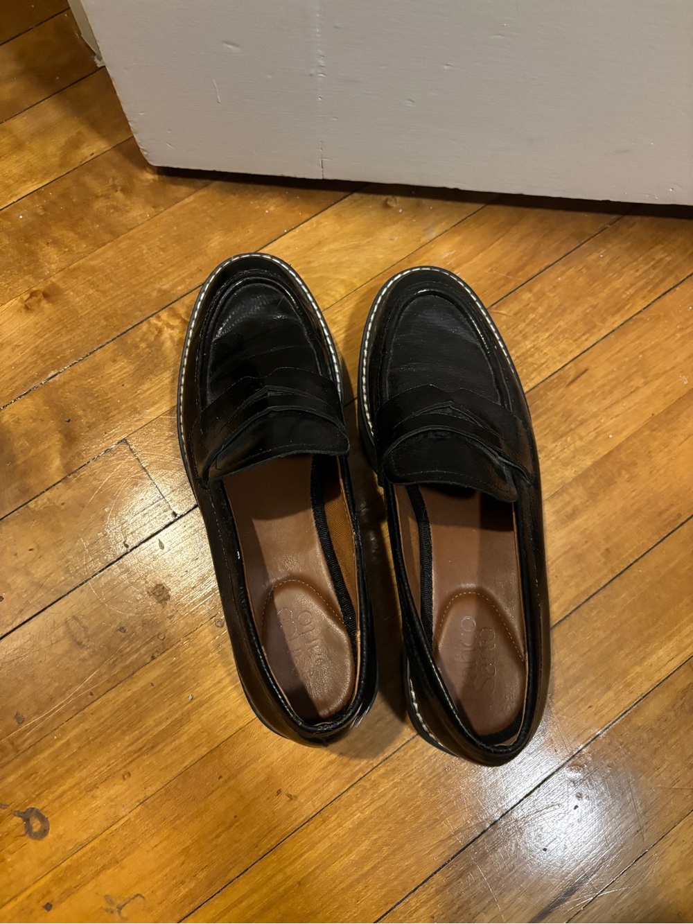 Franco Sarto Black Leather Penny Loafers